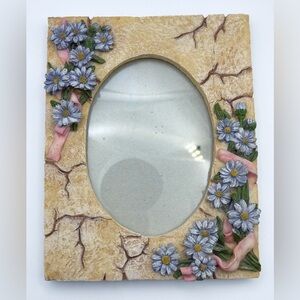 Vintage Cracked Stone Style Floral Resin Picture Frame Cottage Fairy Core